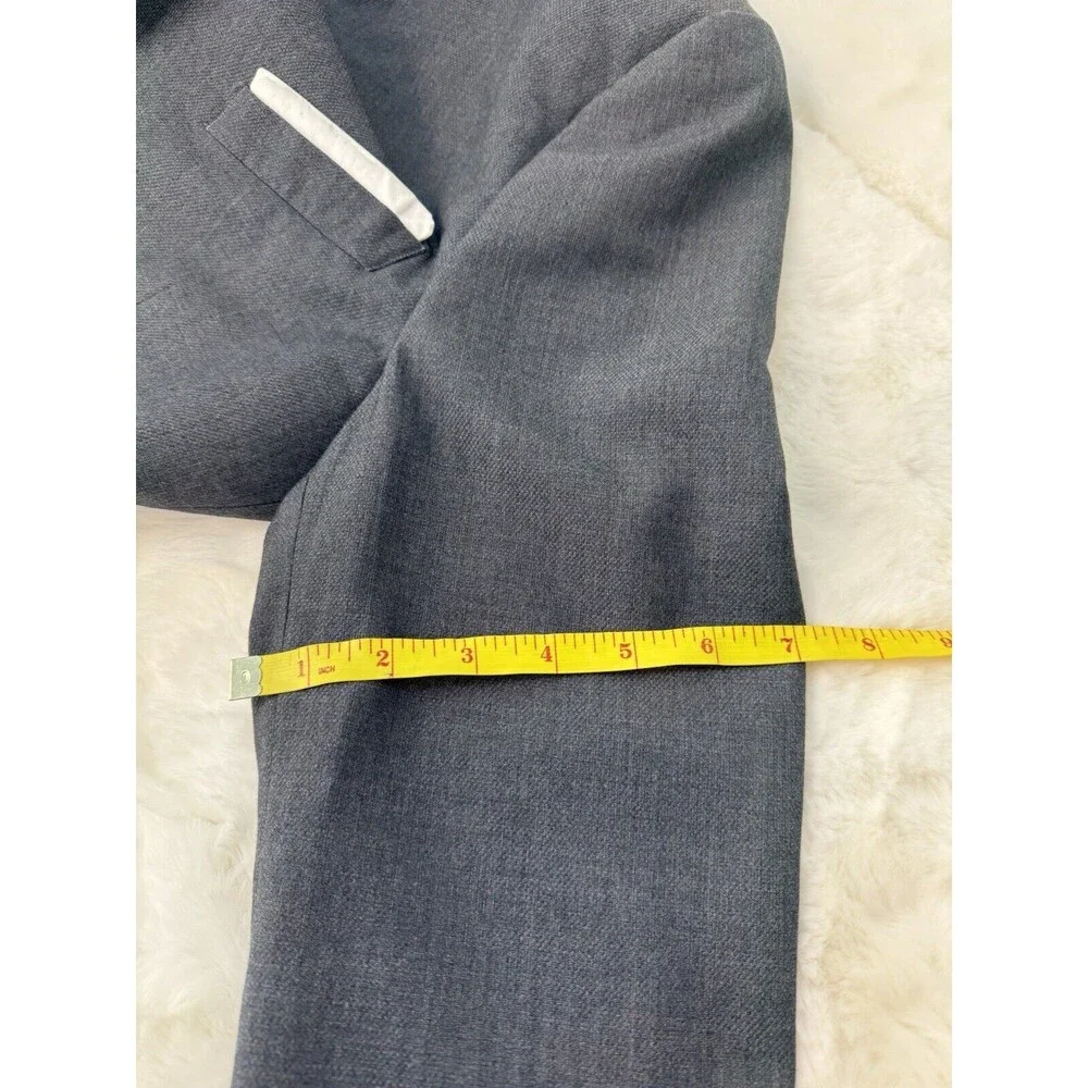 HM Slim Fit Blazer Mens 38R Gray Elbow Patches Two Button Sport Coat Jacket - Picture 4 of 10
